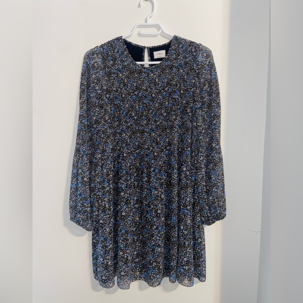 Aritzia Wilfred Daydreamer Mini Dress Floral Pleated Chiffon Ethereal Size Small